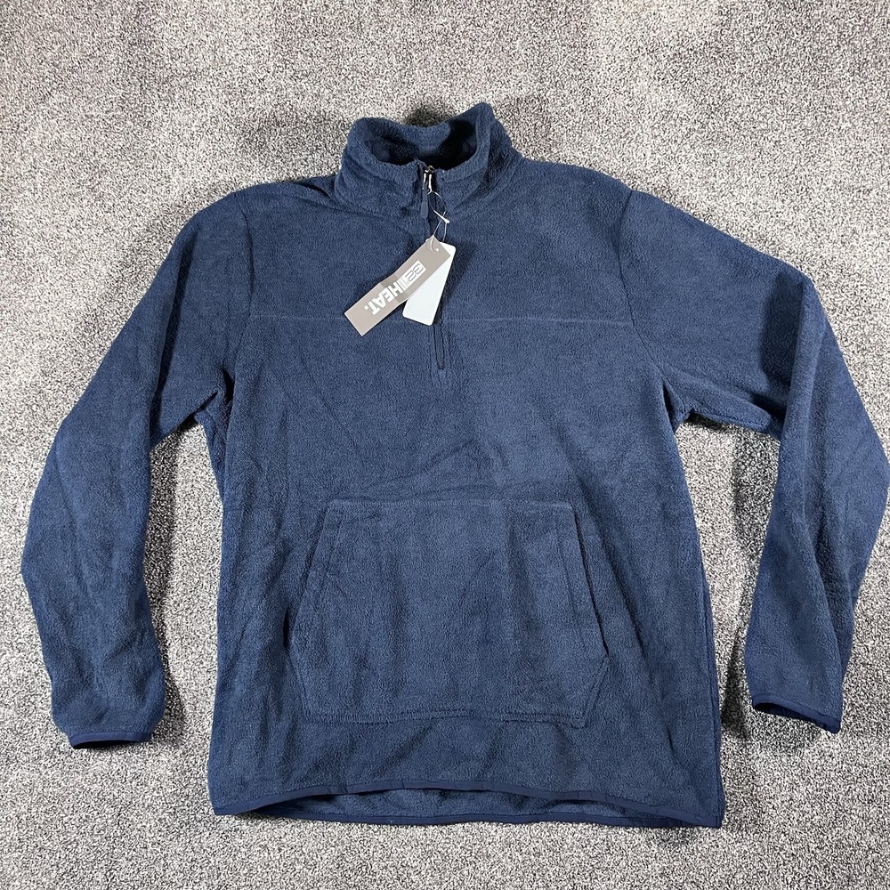 32 Degrees Heat Mens Large Navy Fleece Quarter Zip Pullover Jacket NWT